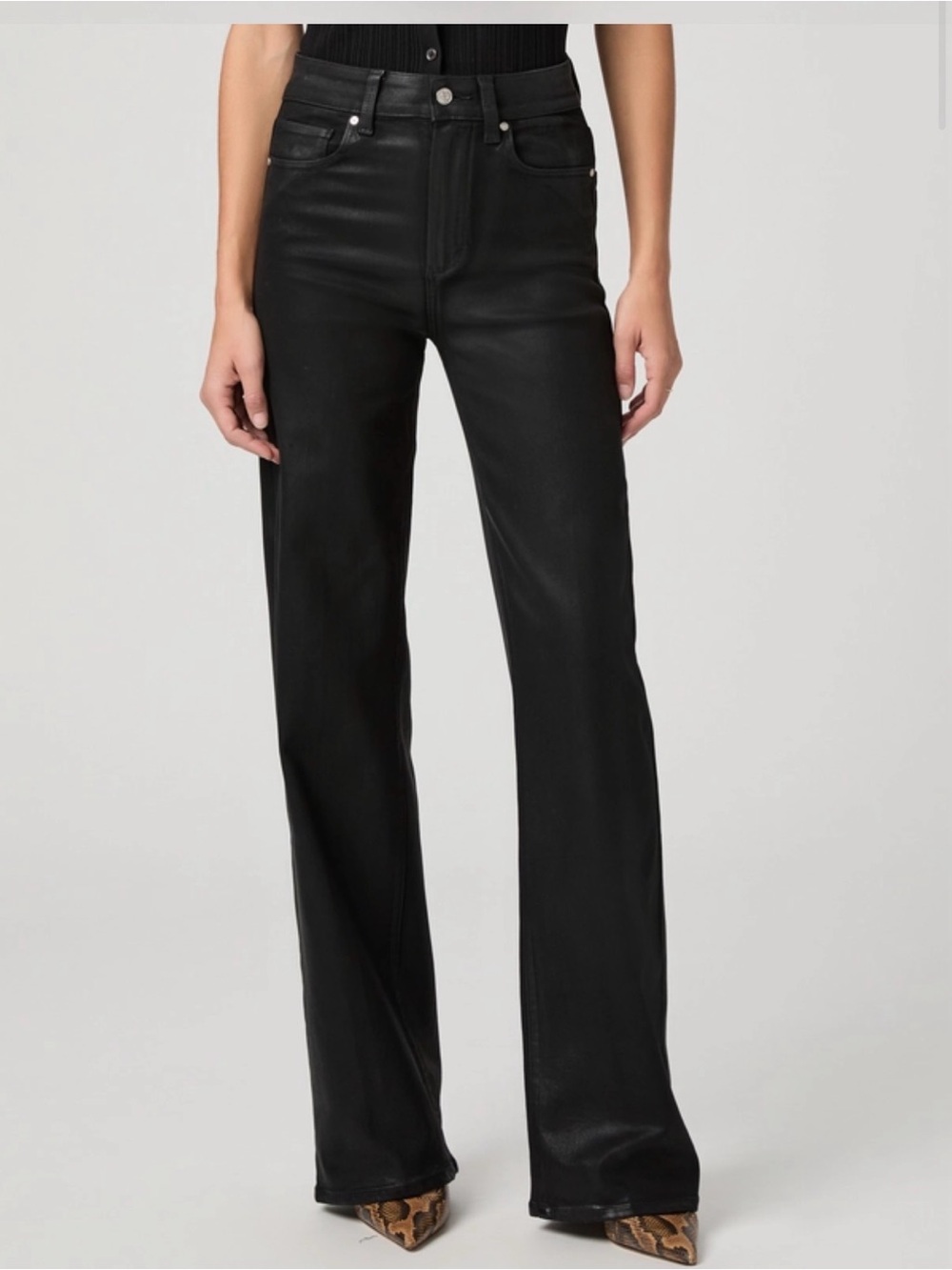 Sasha 32 Inch Wide Leg Jean - Navy Seascape Luxe Coating